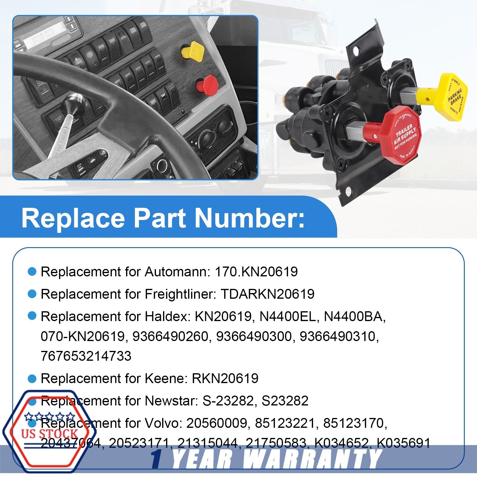 MV3 Dash Air Brake Control Valve 20560009 KN20619 For Haldex Volvo Keene Truck