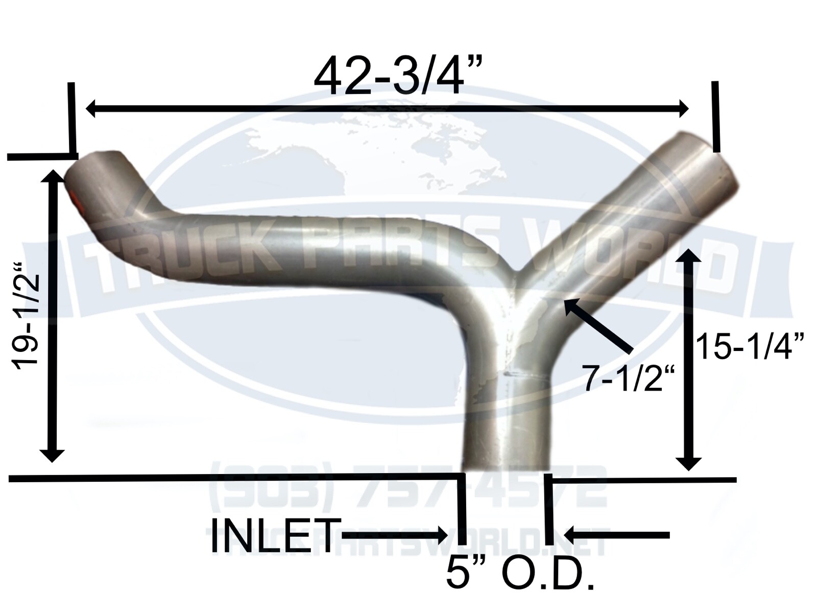 Kenworth 5″ Aluminized Y Divider Splitter Pipe for W900B W900L T600 T800