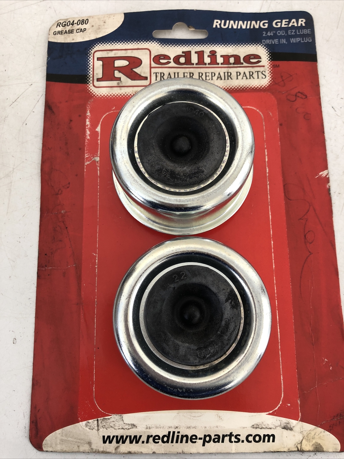 NEW REDLINE RG04-080 GREASE CAP 2.44″ OD ZERK LUBE DRIVE IN WITH PLUG – 2 Pack