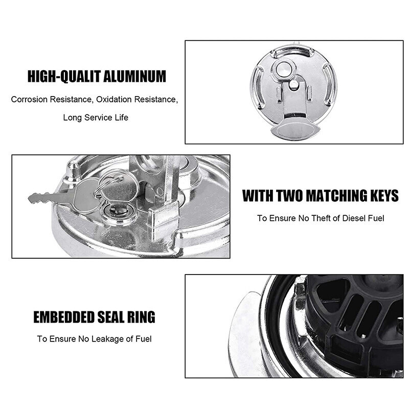 New 2* 600212 Aluminum No Locking Diesel Fuel Caps 11-04859-200 For Peterbilt