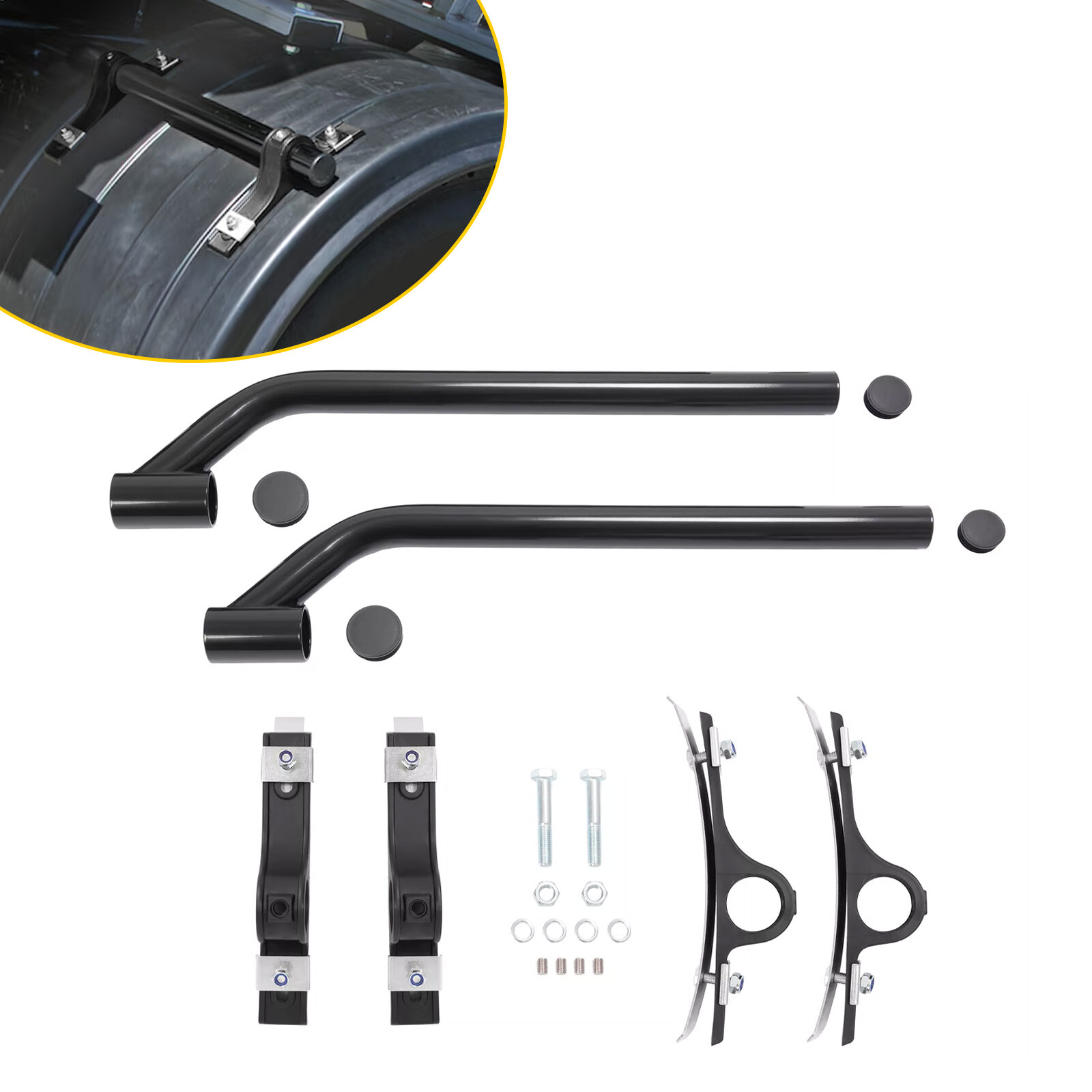 Universal Black Steel Nylon Fender Mounting Bracket Kit For Semi Truck 8591000