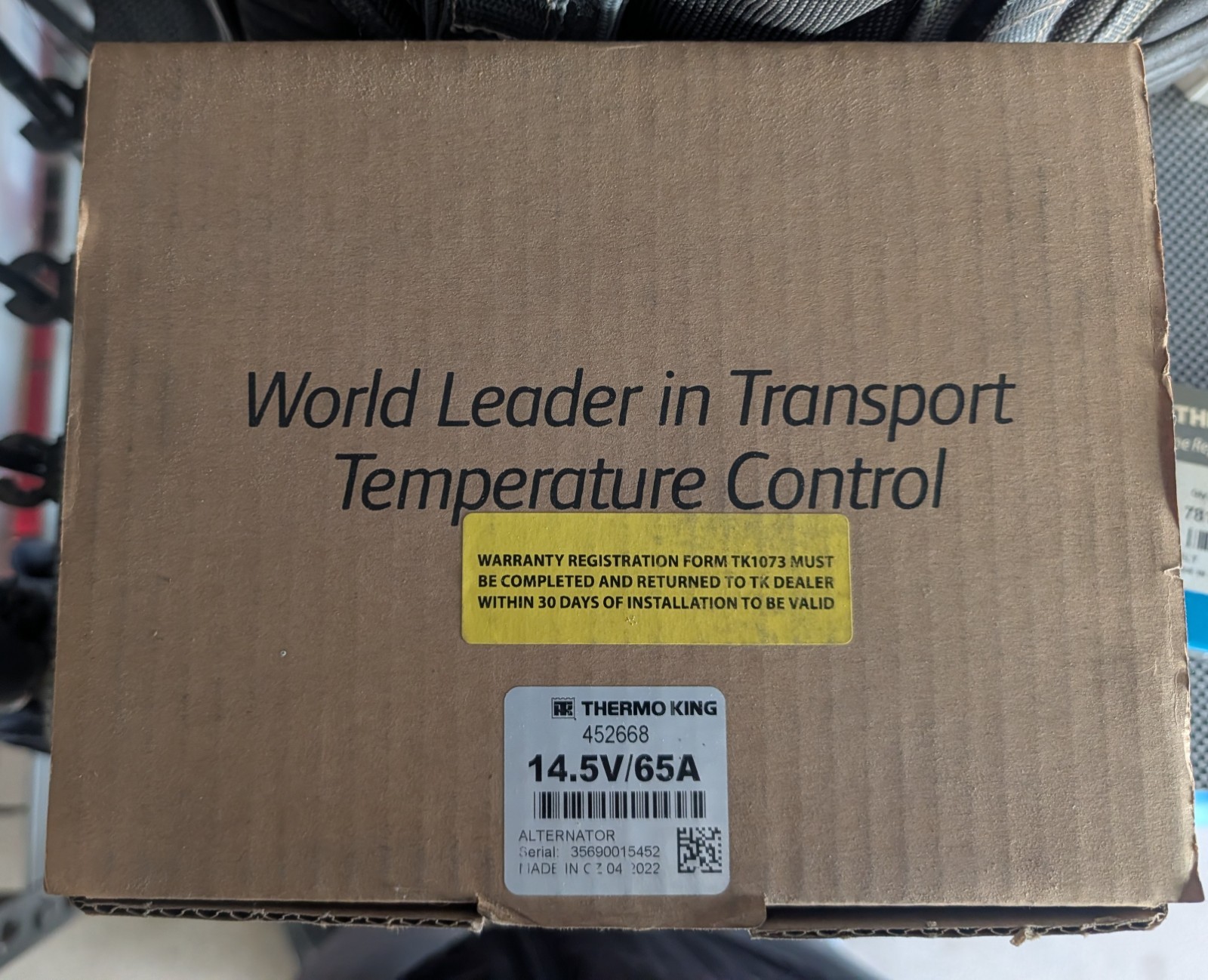 OEM Genuine Thermo King 65A Alternator 452668 and serpentine belt 781664