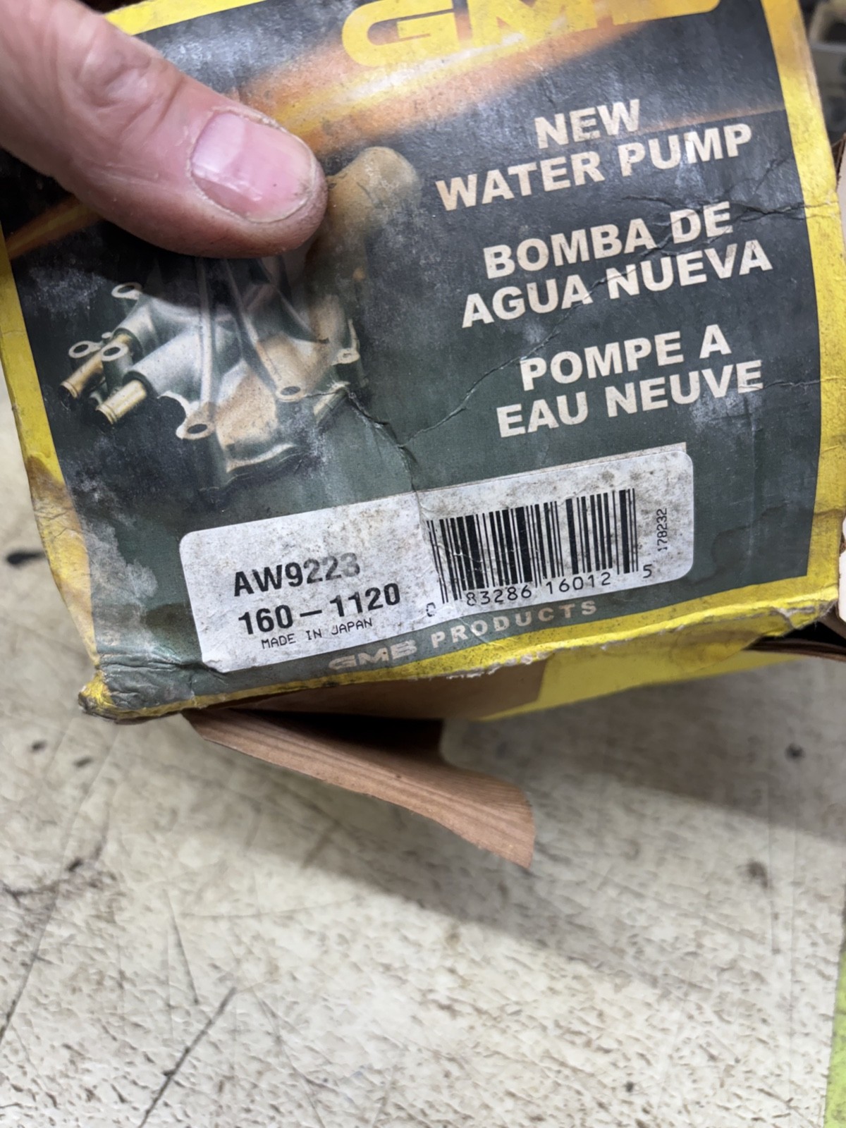GMB AW9223 160-1120 WATER PUMP MADE IN JAPAN JUST LIKE OEM. NOT FROM CHINA