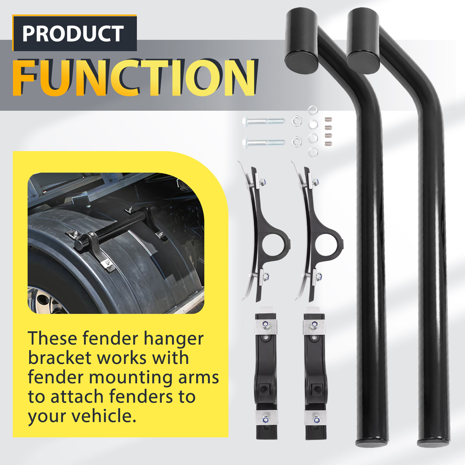 Universal Black Steel Nylon Fender Mounting Bracket Kit For Semi Truck 8591000