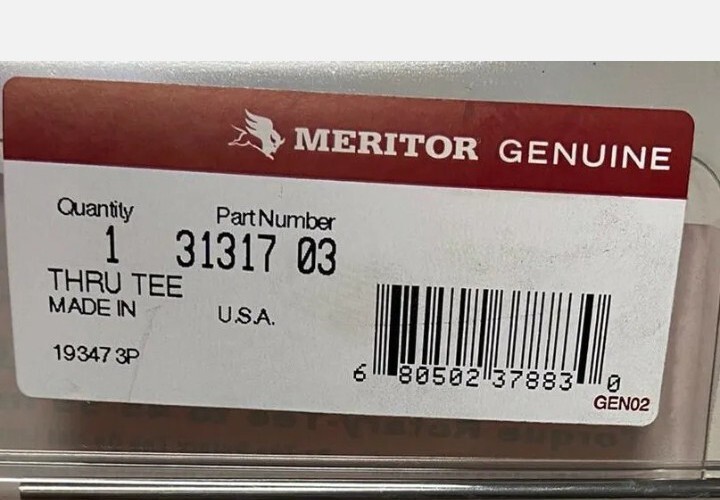Meritor Tire Inflation Brass Thru Tee 31317-03 Stainless Steel Tube Dual Tire