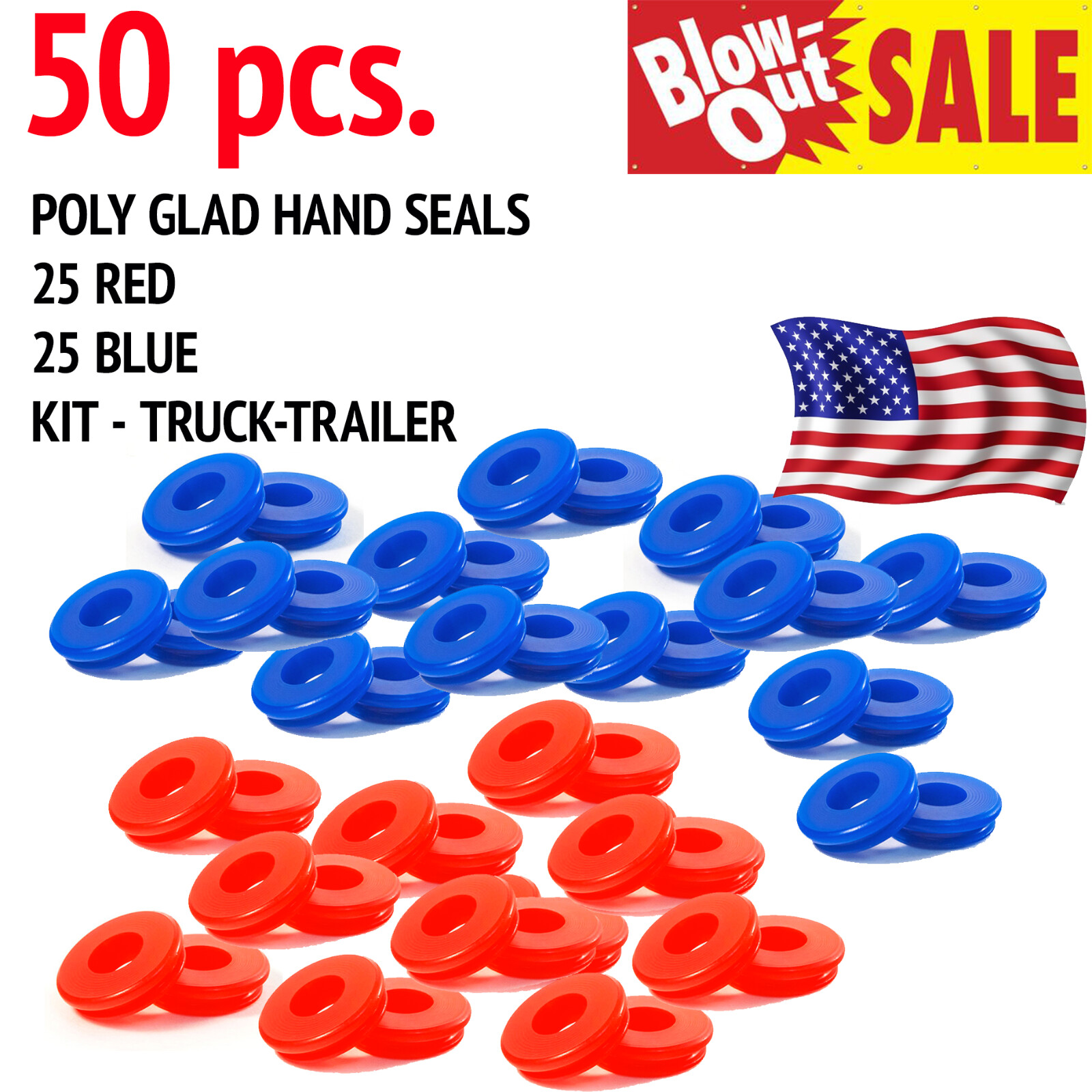 POLY GLAD HAND SEALS (50 PC) RED & BLUE KIT – GLADHAND Seals TRUCK-TRAILER