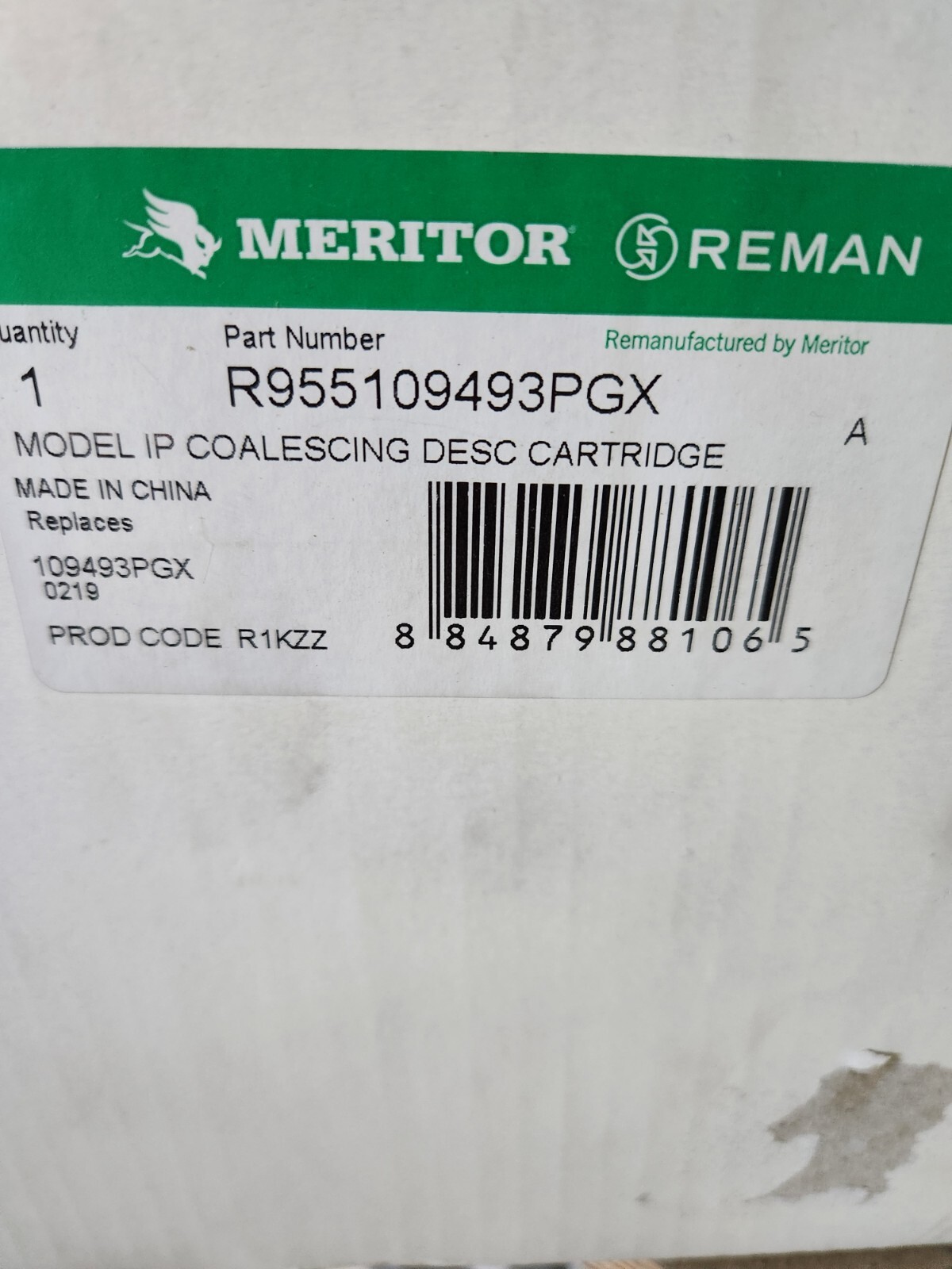 Meritor R955109493PGX Air Dryer ADIP Cartridge Coalescing Reman / 109493PGX