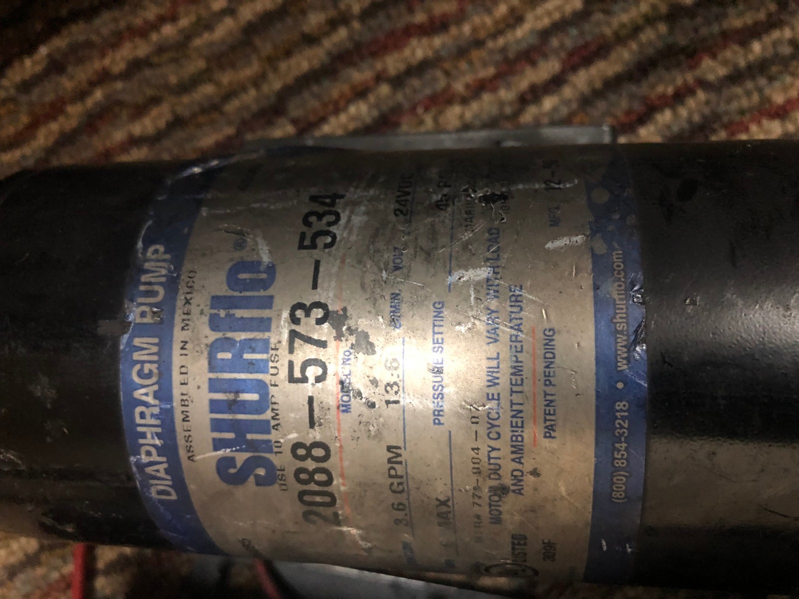 LOT OF 4 SHURFLO 2088-573-534 PREMIUM SURFACE DIAPHRAGM 24VDC PUMPS, AS IS/PARTS