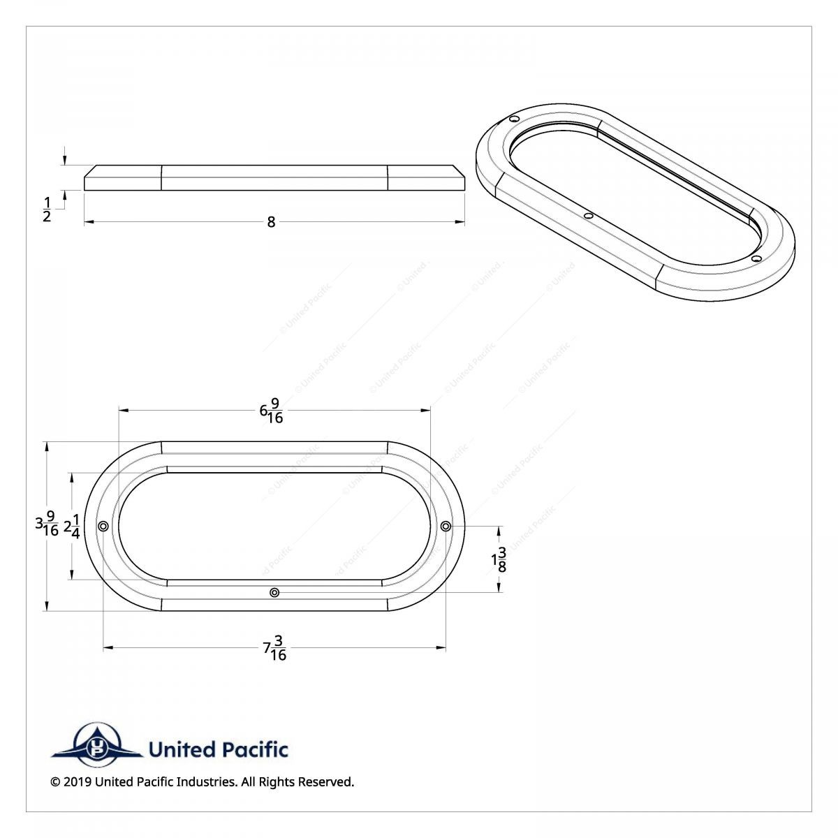 Chrome Oval Light Bezels – 6″ Plastic Semi Truck Trailer – United Pacific QTY 18
