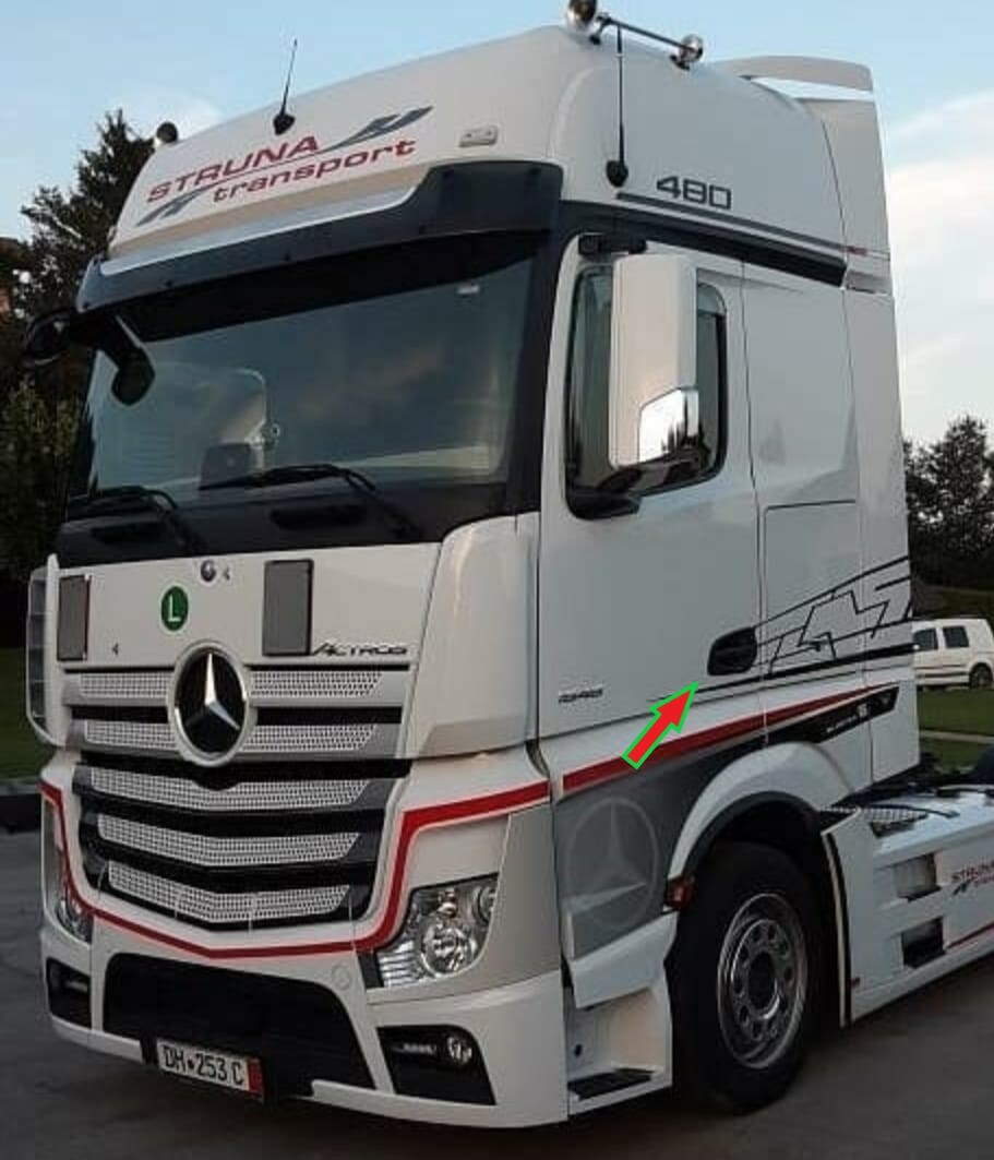 Mercedes ACTROS MP4-MP5 DOOR HANDLE CHROME Stainless Steel 4 Pieces.