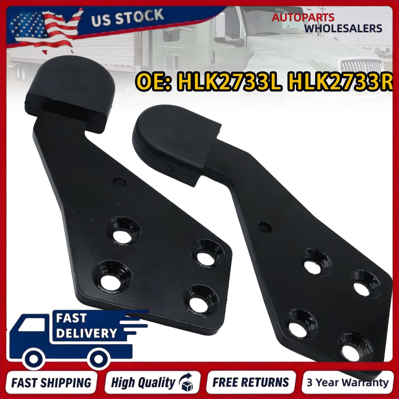 For Truck HLK2733L HLK2733R Right Passenger & Left Driver Side Hood Guide Poly
