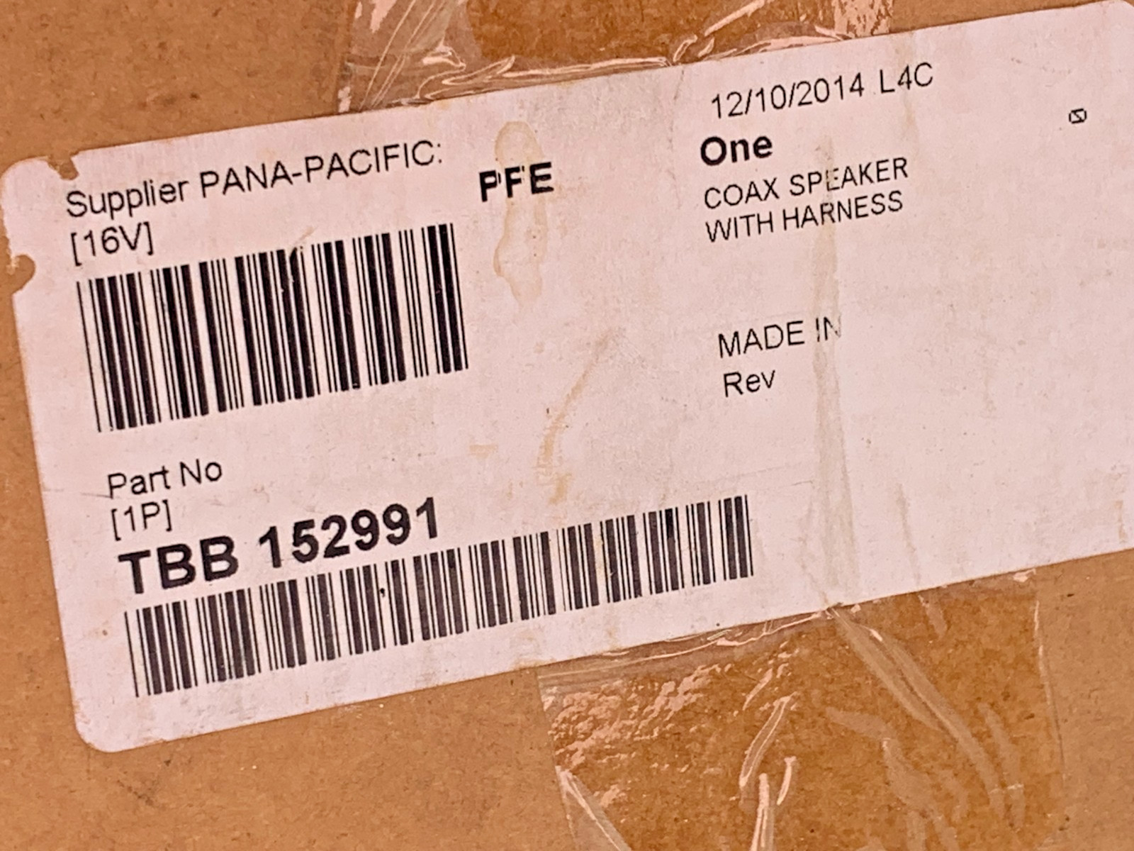 Pana-Pacific TBB 152991 Coax Speaker 8-ohm