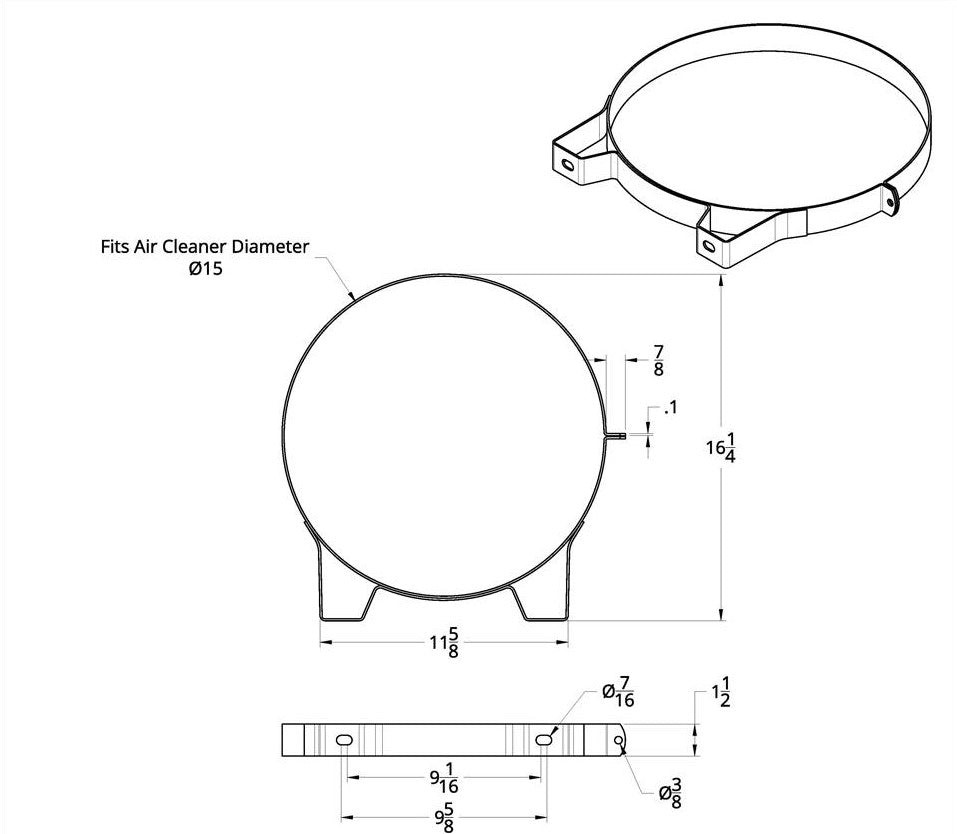 15″ Stainless Kenworth Air Cleaner Mounting Bracket