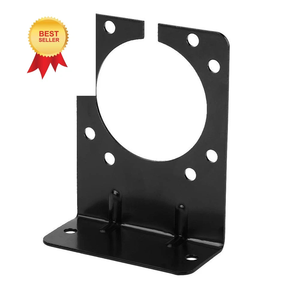 “7-Pin Trailer Connector Bracket – Black Metal Plug Holder, Heavy Duty”