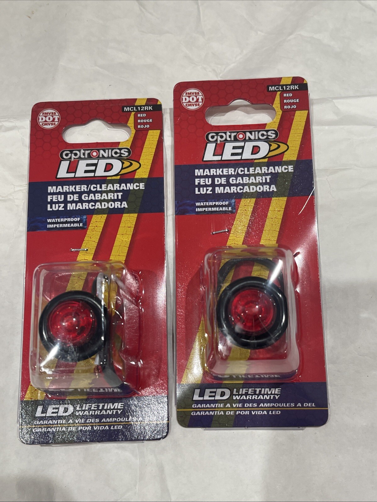Qty 2 New Optronics LED Uni-Light Marker/Clearance Red #MCL12RK