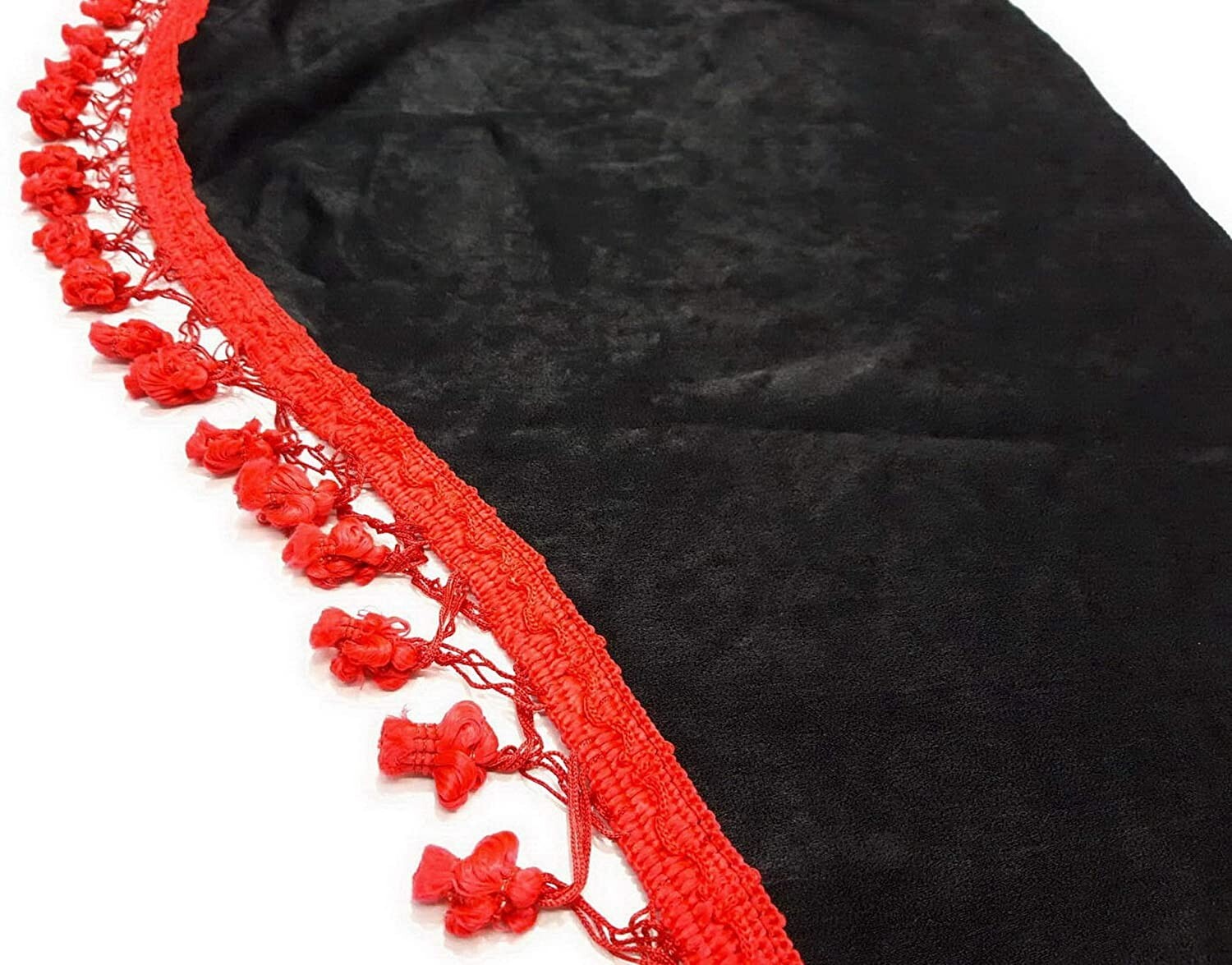 Truck Curtains for MAN Trucks 3 pcs Black with Red Tassels USA DUTY PAID