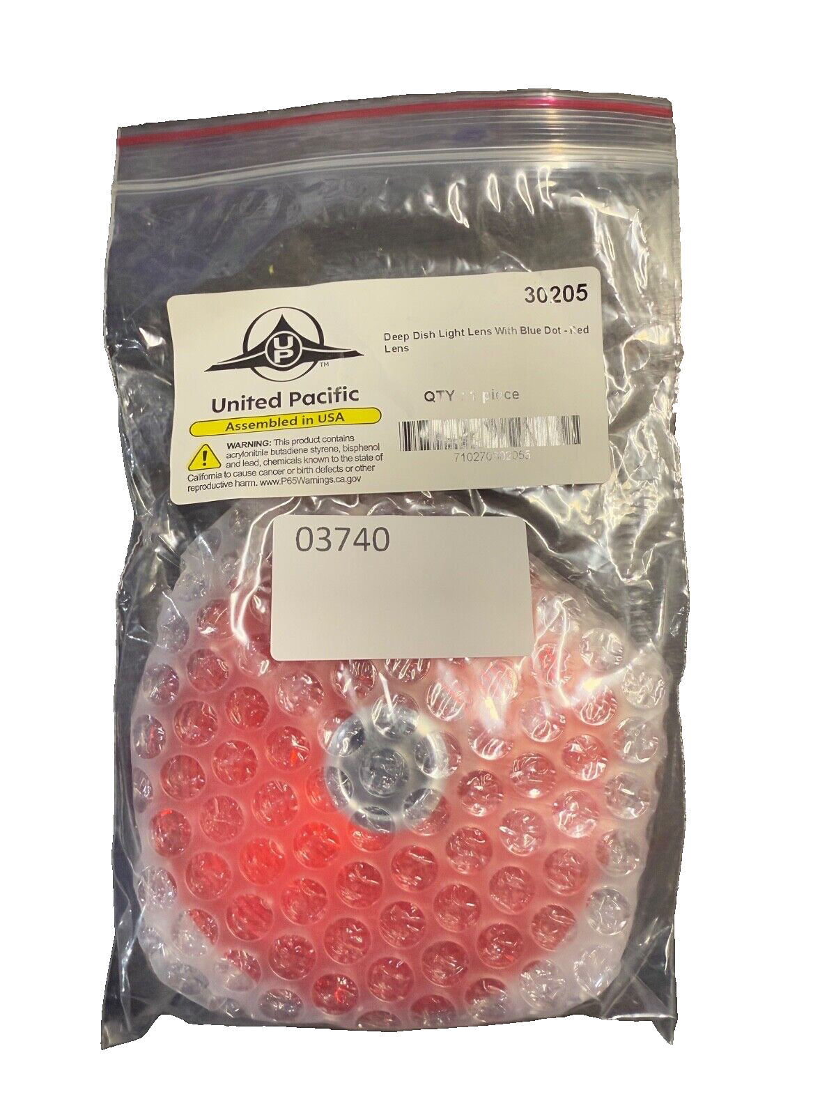 United Pacific Deep Dish Light Lens, RED Lens w/ BLUE Dot P/N: 30205