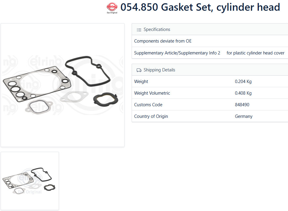Detroit Diesel MBE4000 ENGINE A4600160420 Head Gasket Kit MADE IN GERMANY