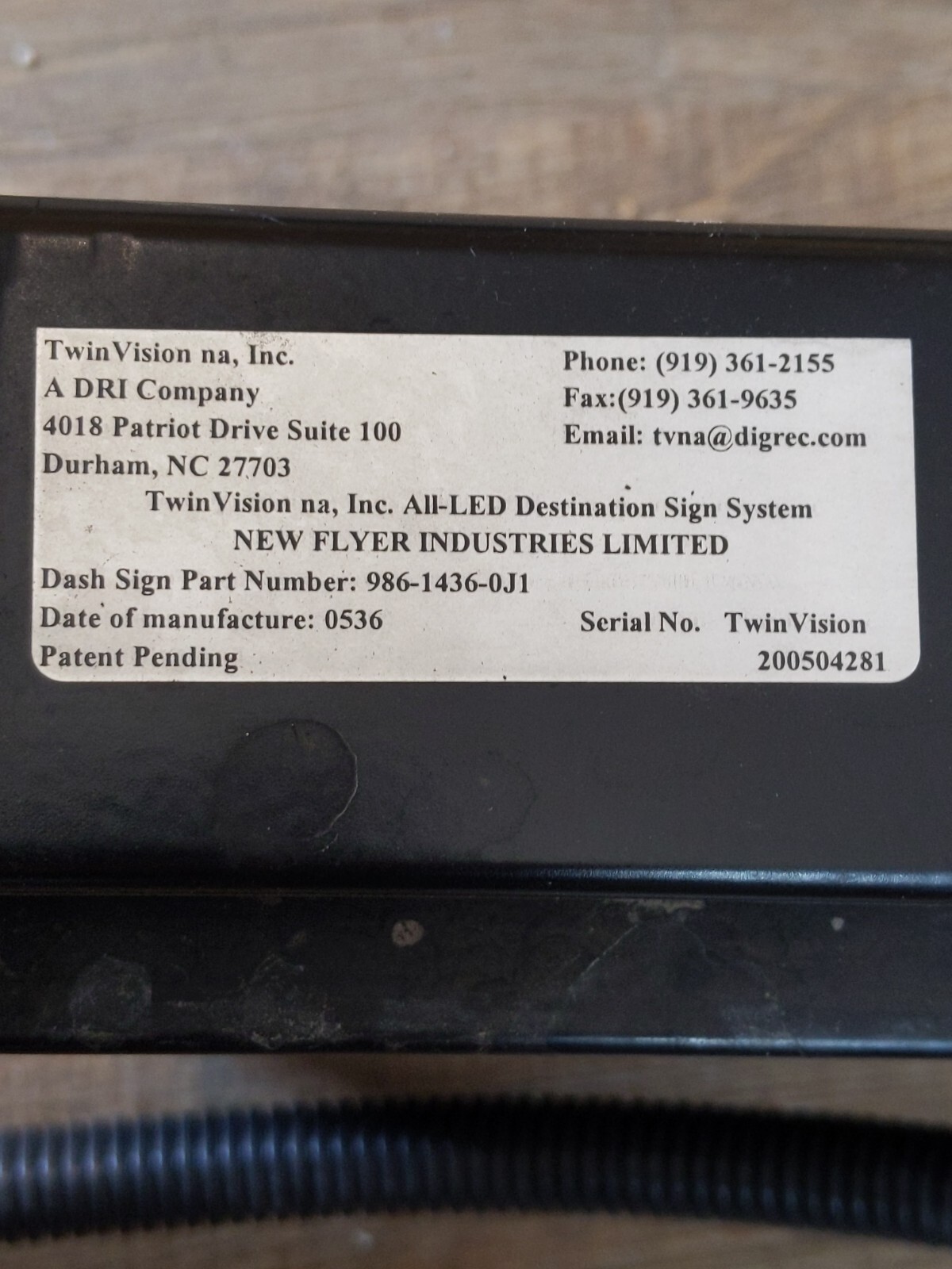 New Flyer Bus LED Destination Sign Board P/N 986-1436-0J1