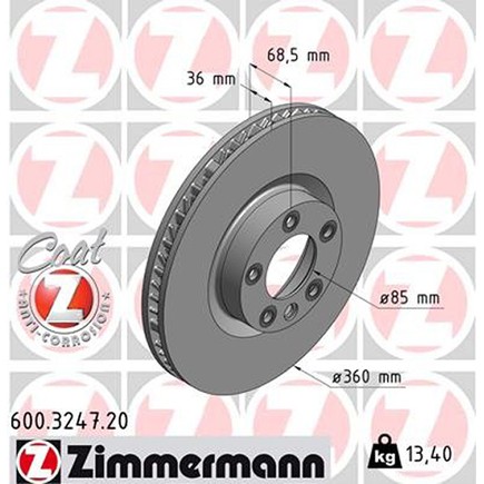 Zimmermann 600 3247 20 Disc Brake Rotor For Water for Volkswagen