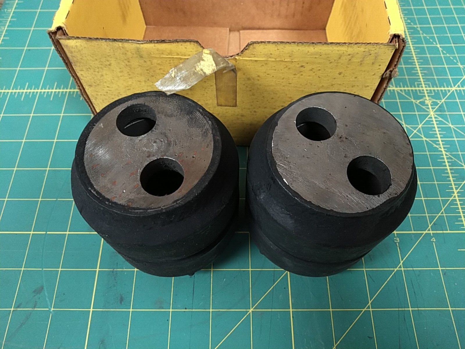 (Lot of 2) Euclid E-1999A Equalizer Bushing 2-Hole, Steel & Rubber
