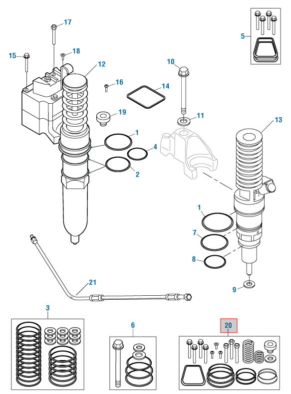 Injector O-Ring & Hardware Kit for Detroit Diesel Series 60 PAI# 692071