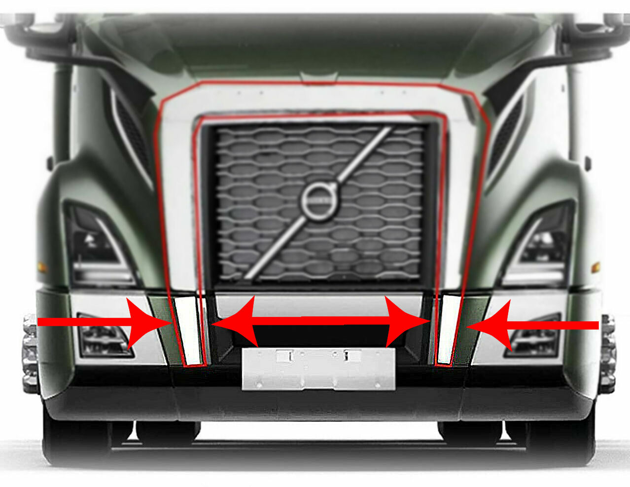 2019+ Volvo VNL Stainless Steel Bug Deflector Bottom Pieces ONLY – 2 Pieces