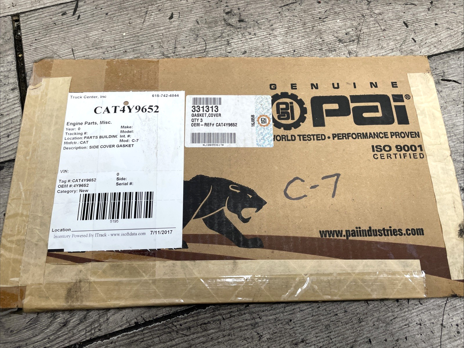 CATERPILLAR C7 SIDE COVER GASKET 4Y9652 ( 3 PIECES ) )
