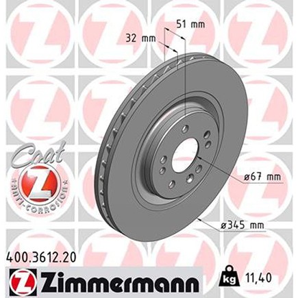 Zimmermann 400361220 Disc Brake Rotor
