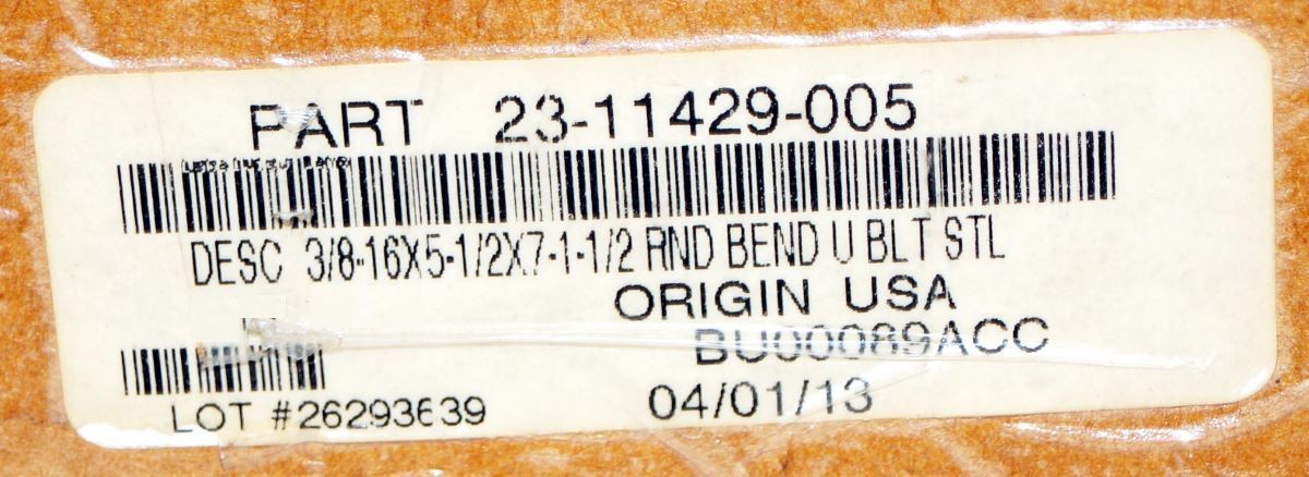 23-11429-005 UBolt 3/8-16X5-1/2X7-1-1/2 Round Bend U Bolt for Freightliner