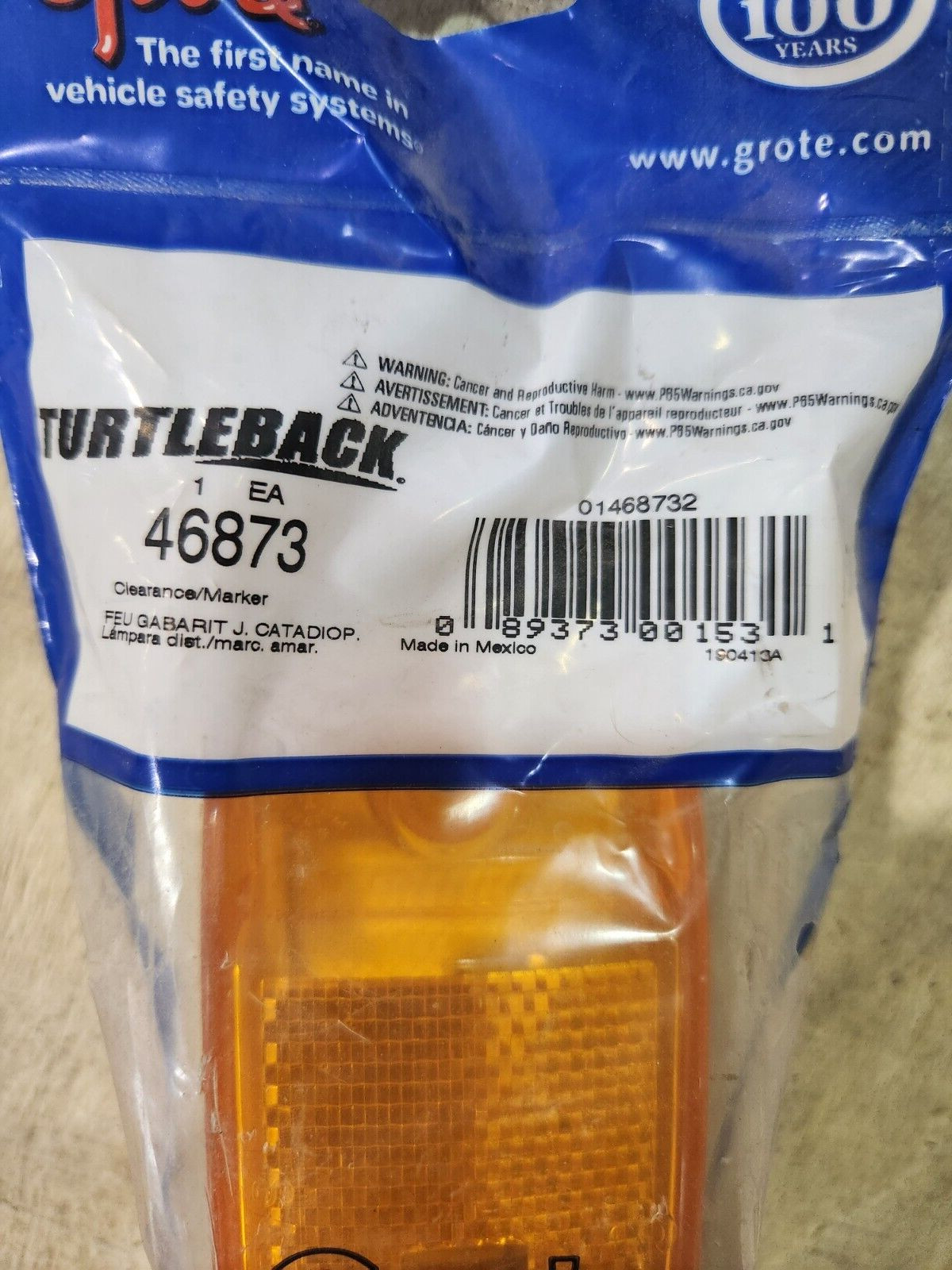 Grote 46873 Clearance Marker Light Sealed Turtleback II Amber / 47073