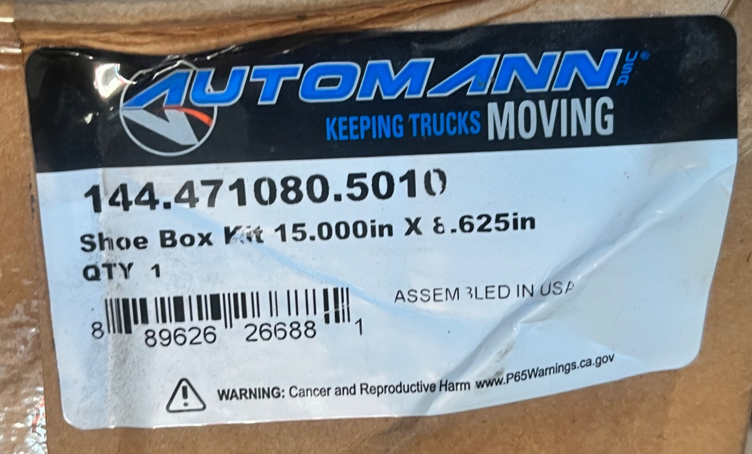 144.471080.5010 AUTOMANN SHOE BOX KIT 15.000 IN – 8.625 IN Hendrickson Trailer