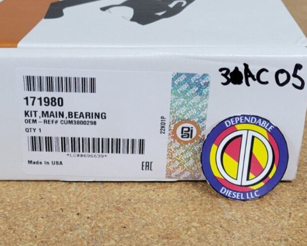 Standard Main Bearing Kit for Cummins ISX. PAI # 171980 Ref# 3800298 5406110