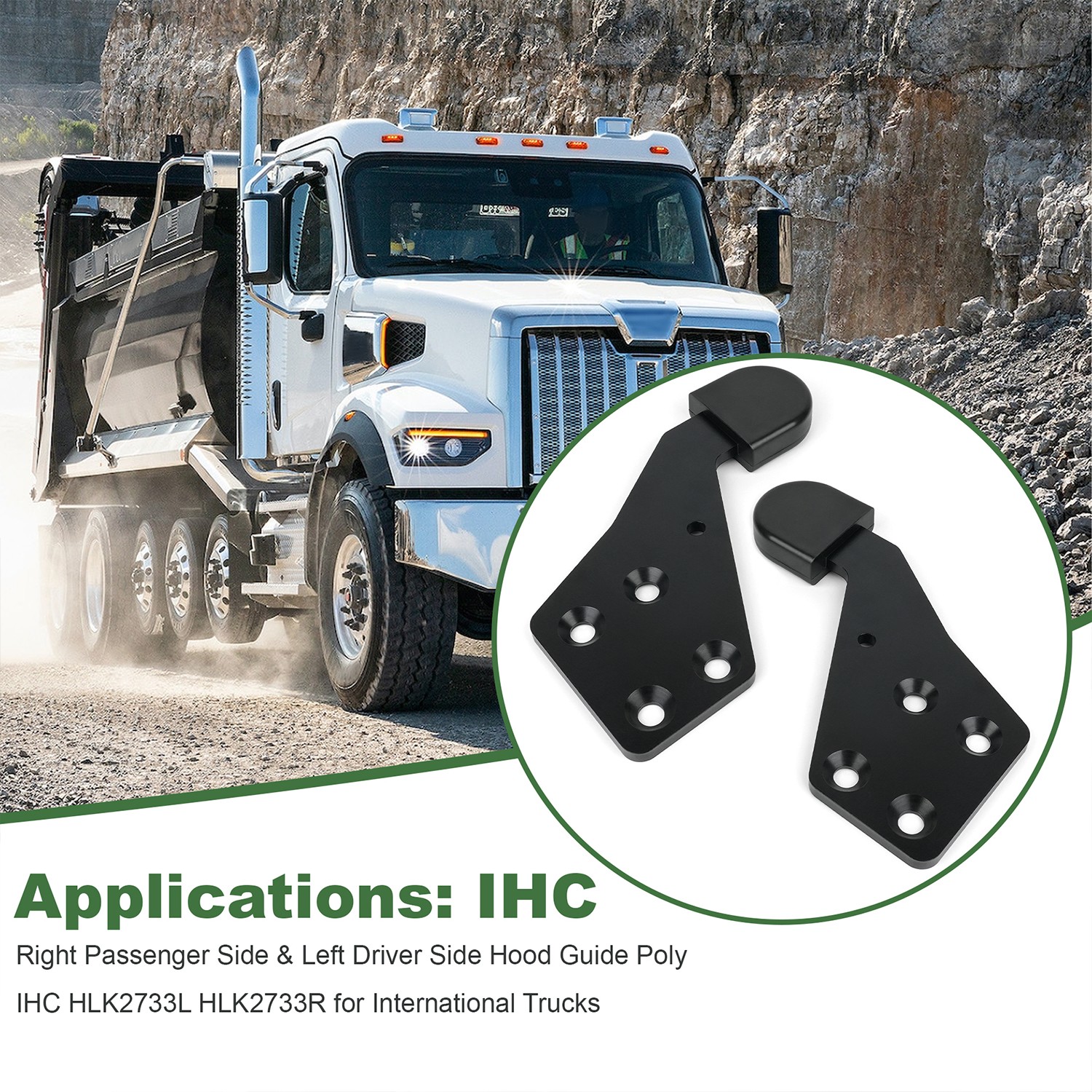 Driver Side HLK2733L & Passenger Side HLK2733R Poly Hood Guide for International