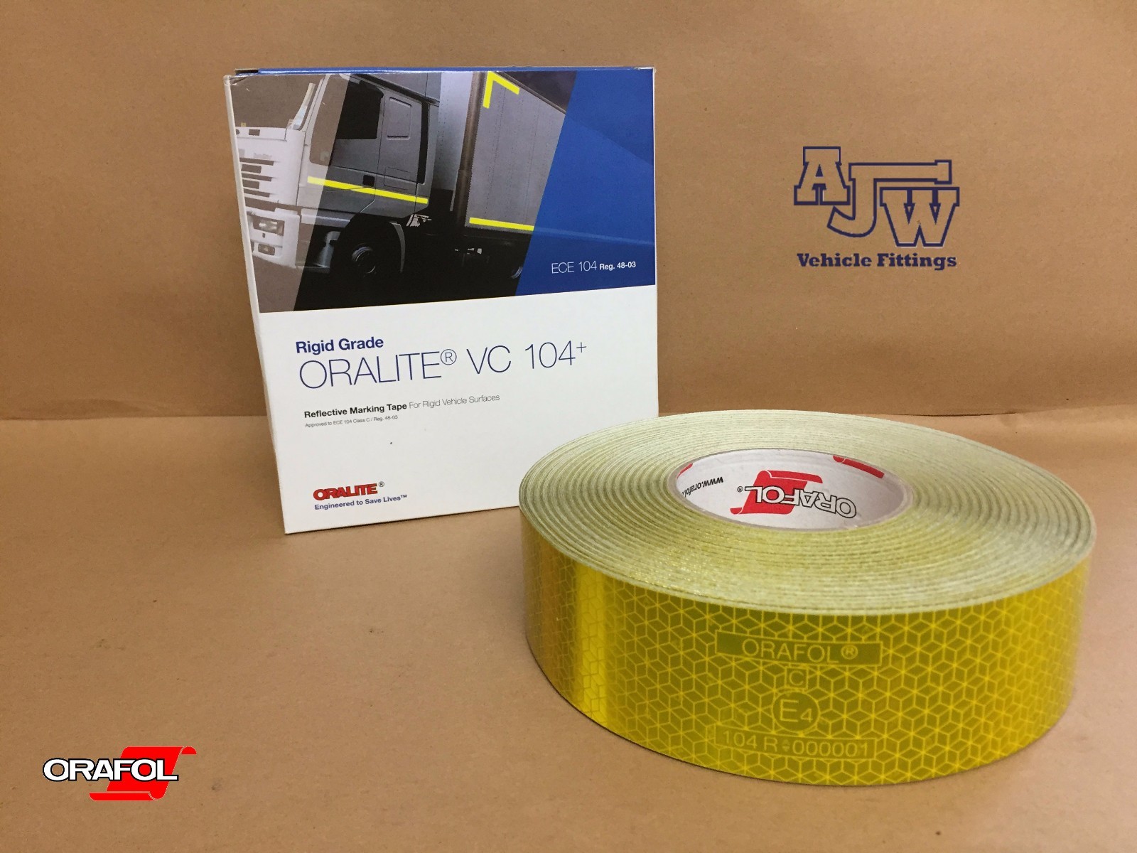 ORALITE ORAFOL 50M X 50MM YELLOW Reflective Conspicuity Tape ECE104 Truck Lorry