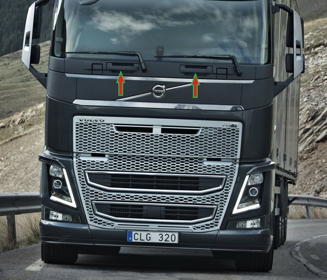 Volvo FH4 2013-2020 TOP OF GRILL HOLDER CHROME Stainless Steel 2 Pcs.