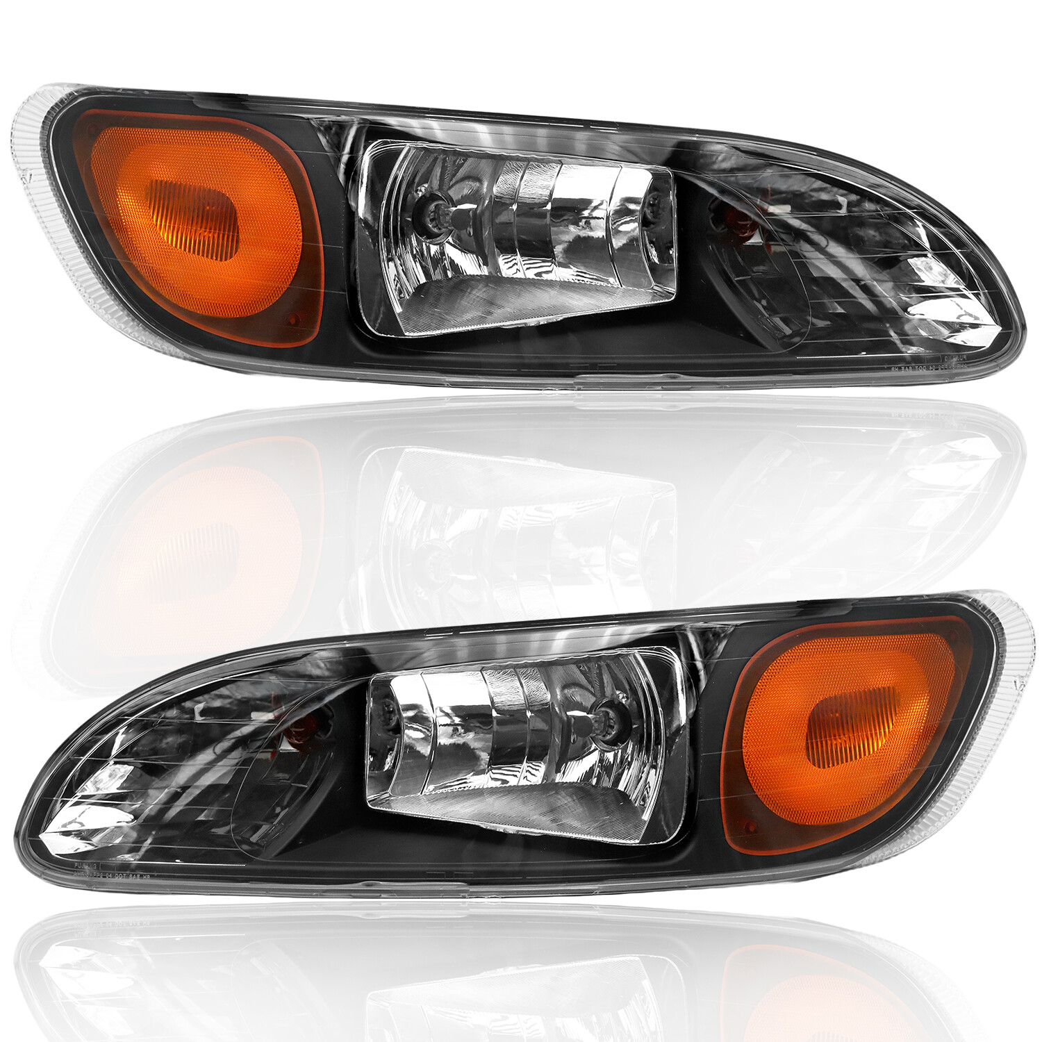 For 2008-2013 Peterbilt 325/384/386 Truck Black Headlights Headlamps Left+Right