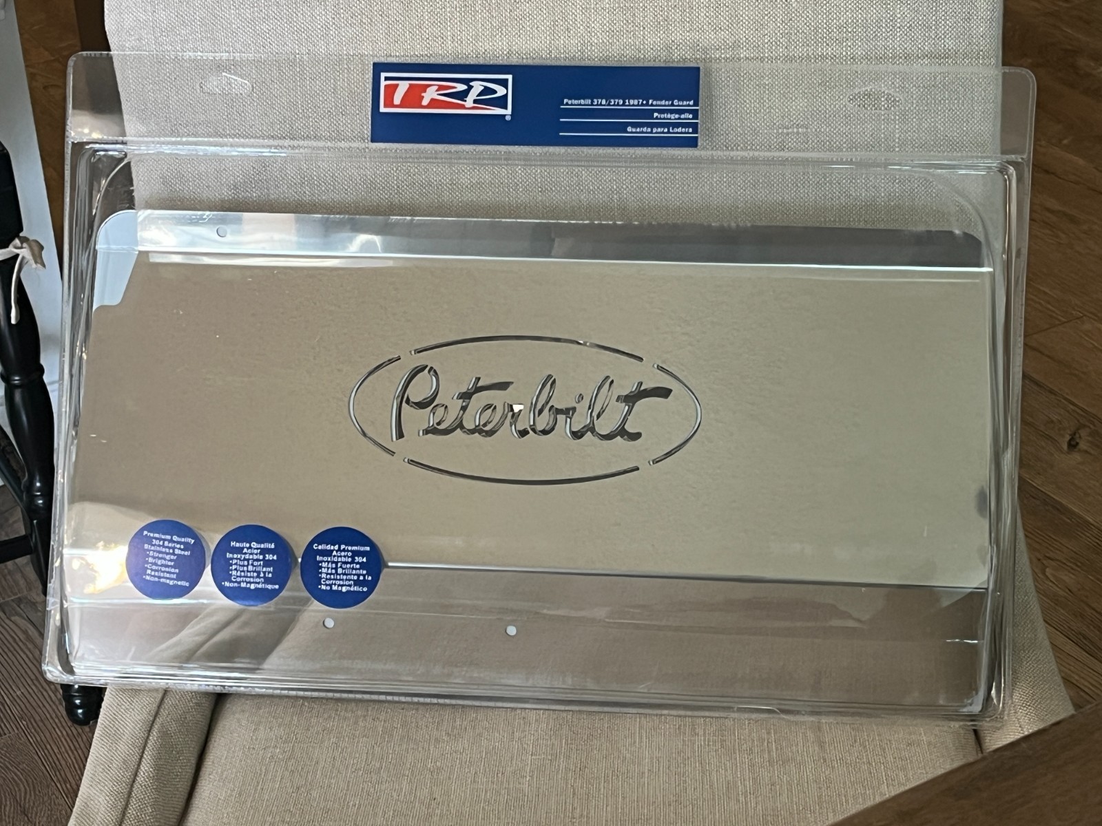 Stainless Steel Fender Guard Below Headlight MD1746 Peterbilt 378/379, 1987 & Up