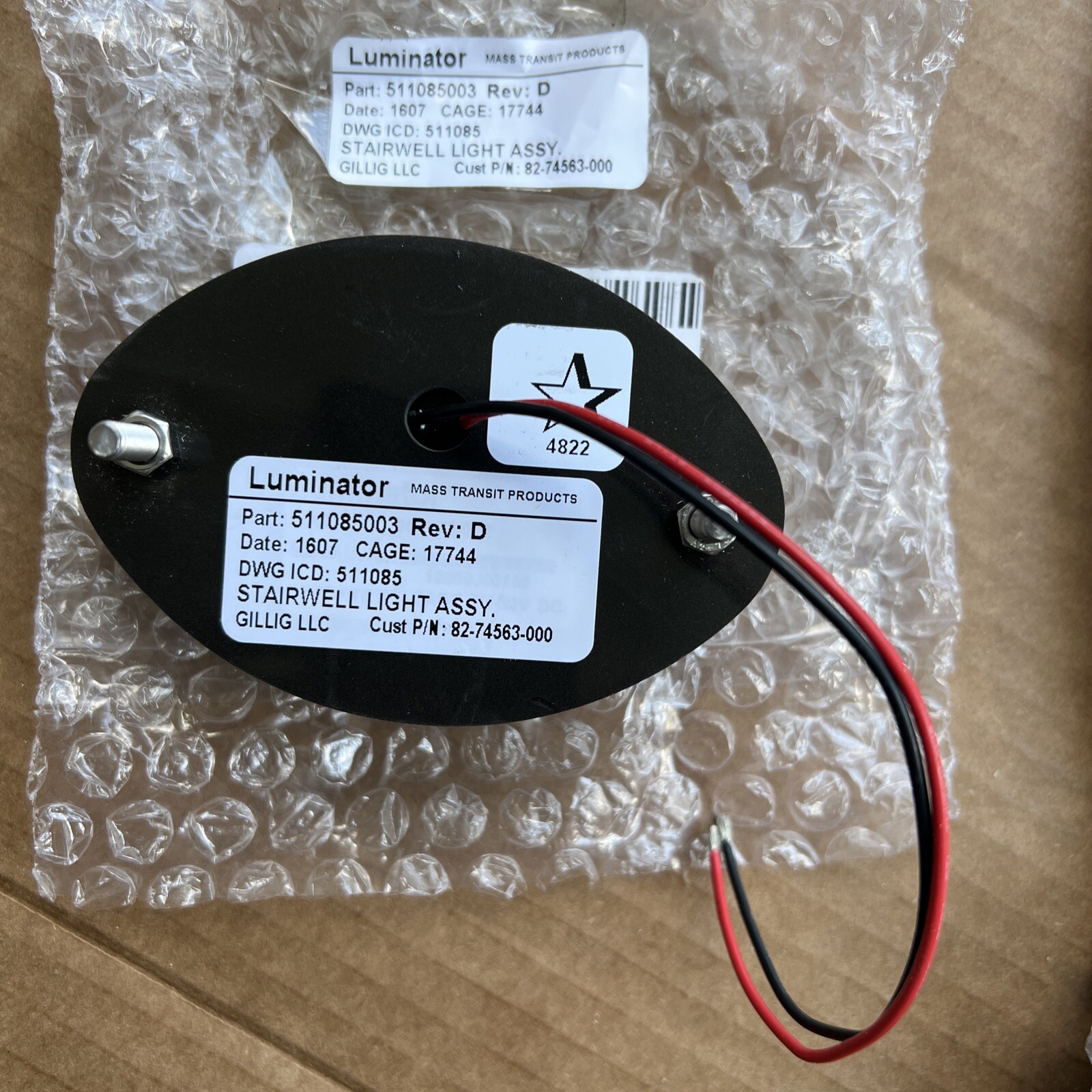 Luminator 511085-003 Stepwell Lamp, Inside/Outside Gillig Buses P# 82-74563-000