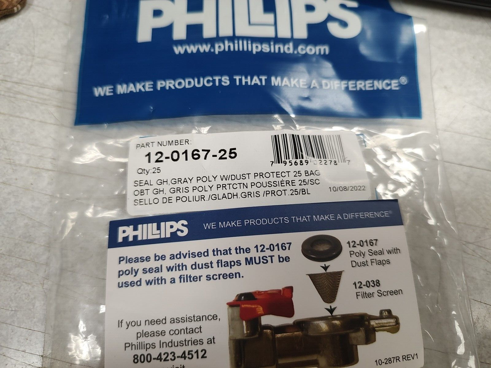 (QTY of 2) Phillips 12-0167 Gladhand Seals Gray Poly For Use With Filter Screens