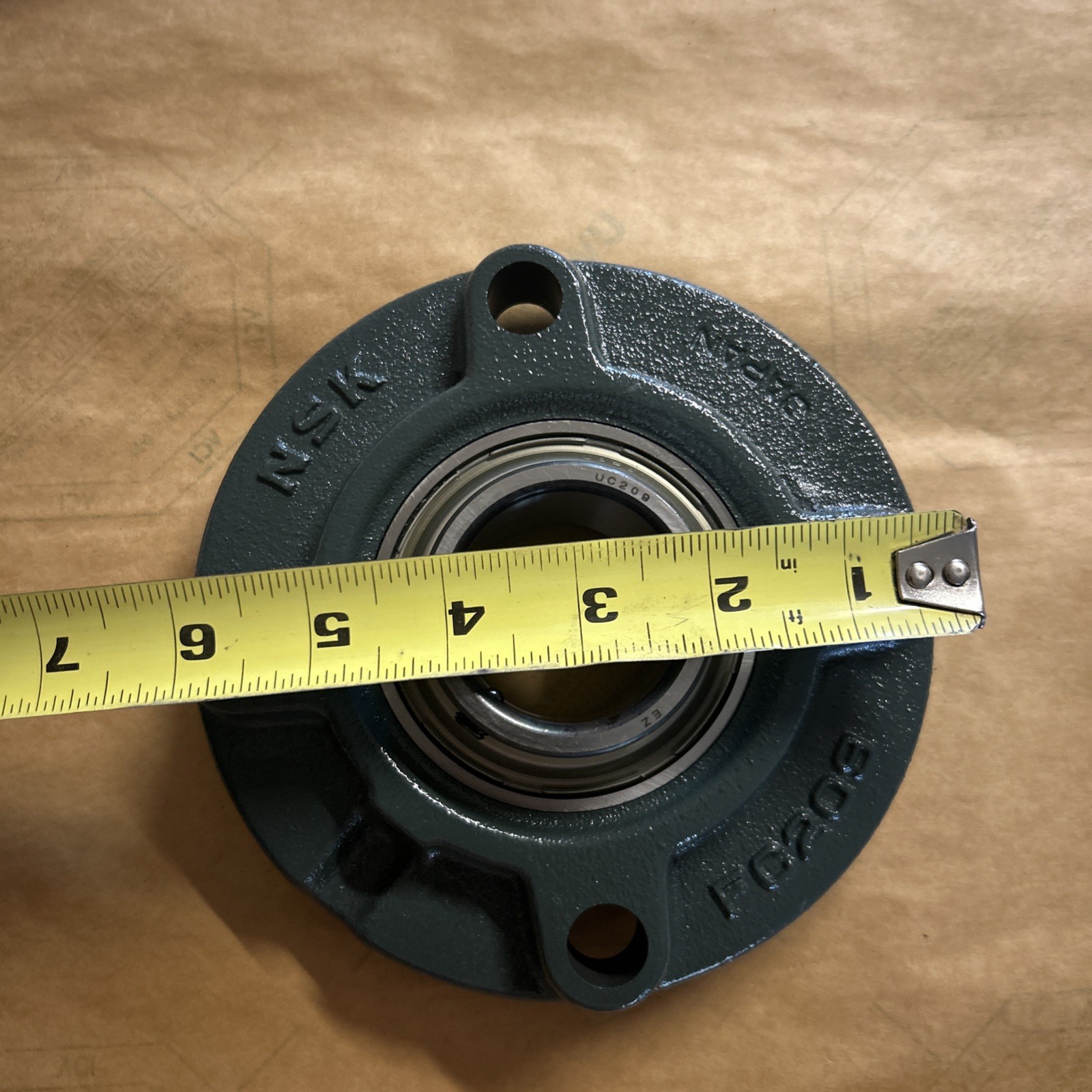 NSK FC209 4-Bolt Cast Iron Flange Cart W/UC209-28 Radial Insert Ball Bearing