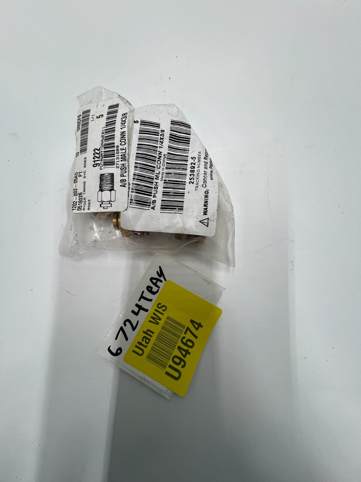 (QTY 5) Imperial Push to Connect Air Brake Connector 1/4” x 3/8” 91222