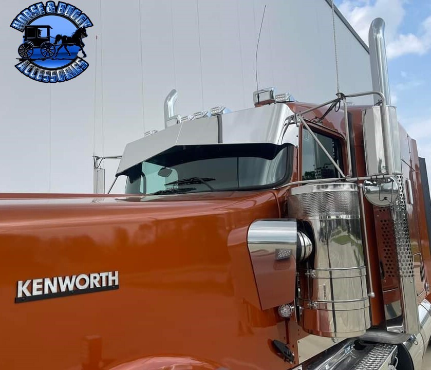Kenworth 13″ x 9″ Rollin-low reverse bowtie sun visor 304 stainless w900l #2014