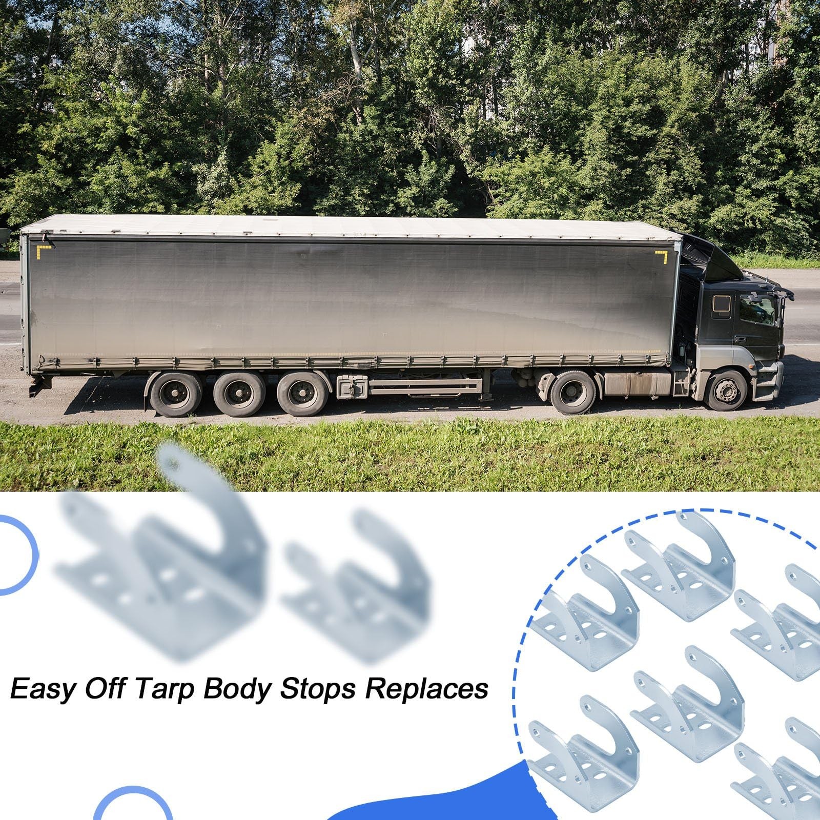 6 Pack Dump Trailer Tarp Stops Bracket for 1705775-1 1703604-1 Silver