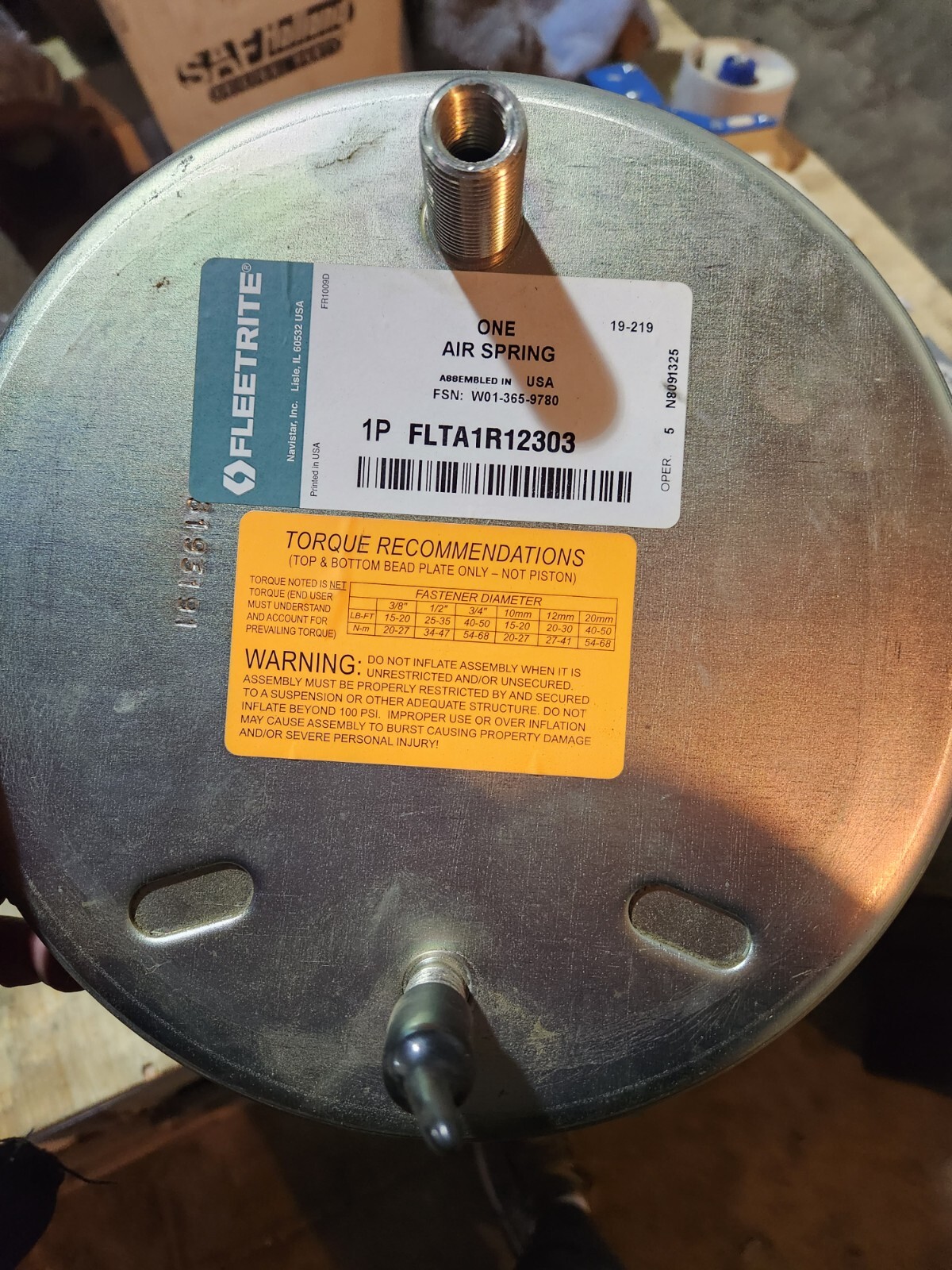 Fleetrite FLTA1R12303 Rolling Lobe Air Spring Freightliner