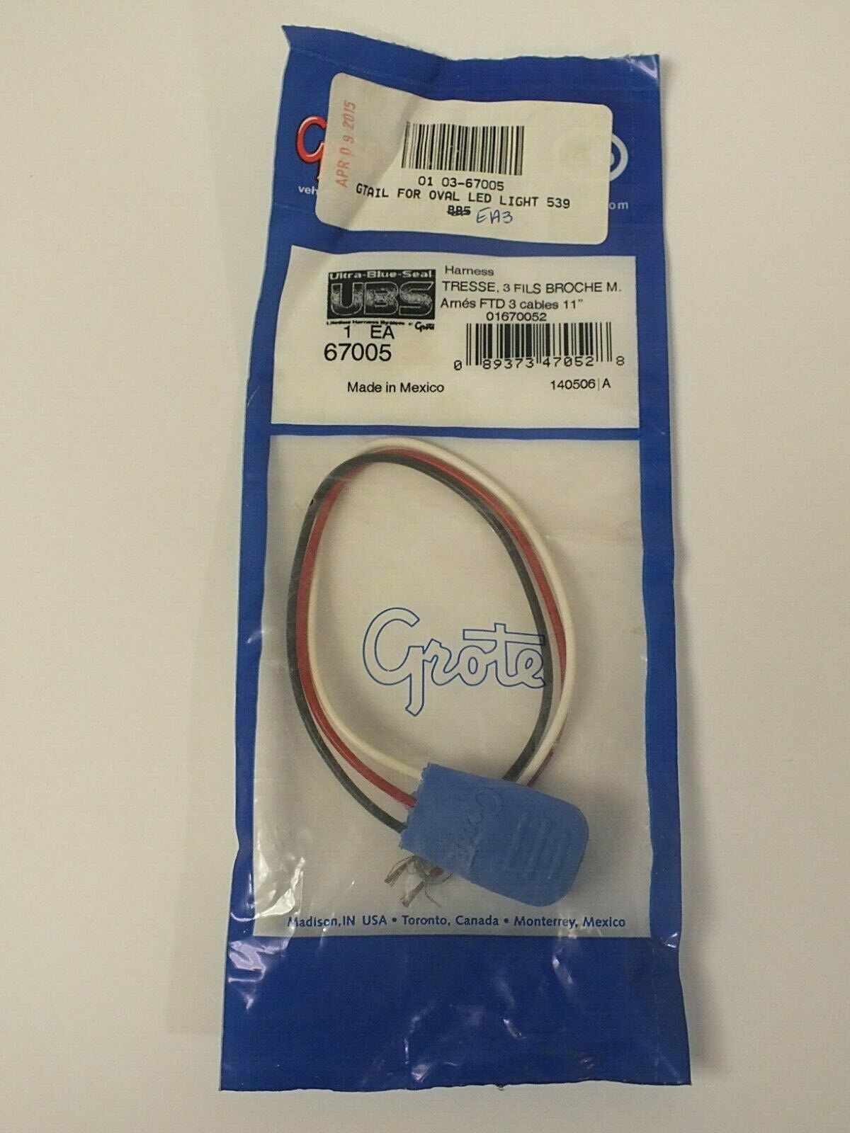 New Grote GTAIL FOR OVAL LED LIGHT 3 Wire 11″ P/N 67005 Replacement Part NOS