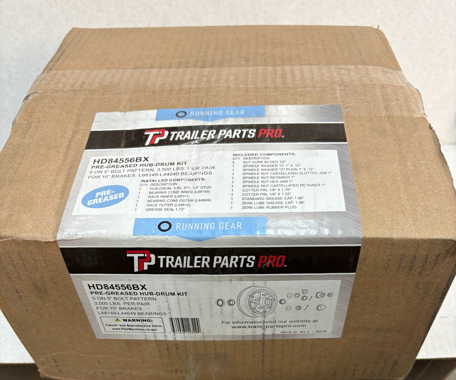 Trailer Parts Pro HD84556BX Redline 5 On 5in Hub & Drum Kit For 3.5 K Axles ^