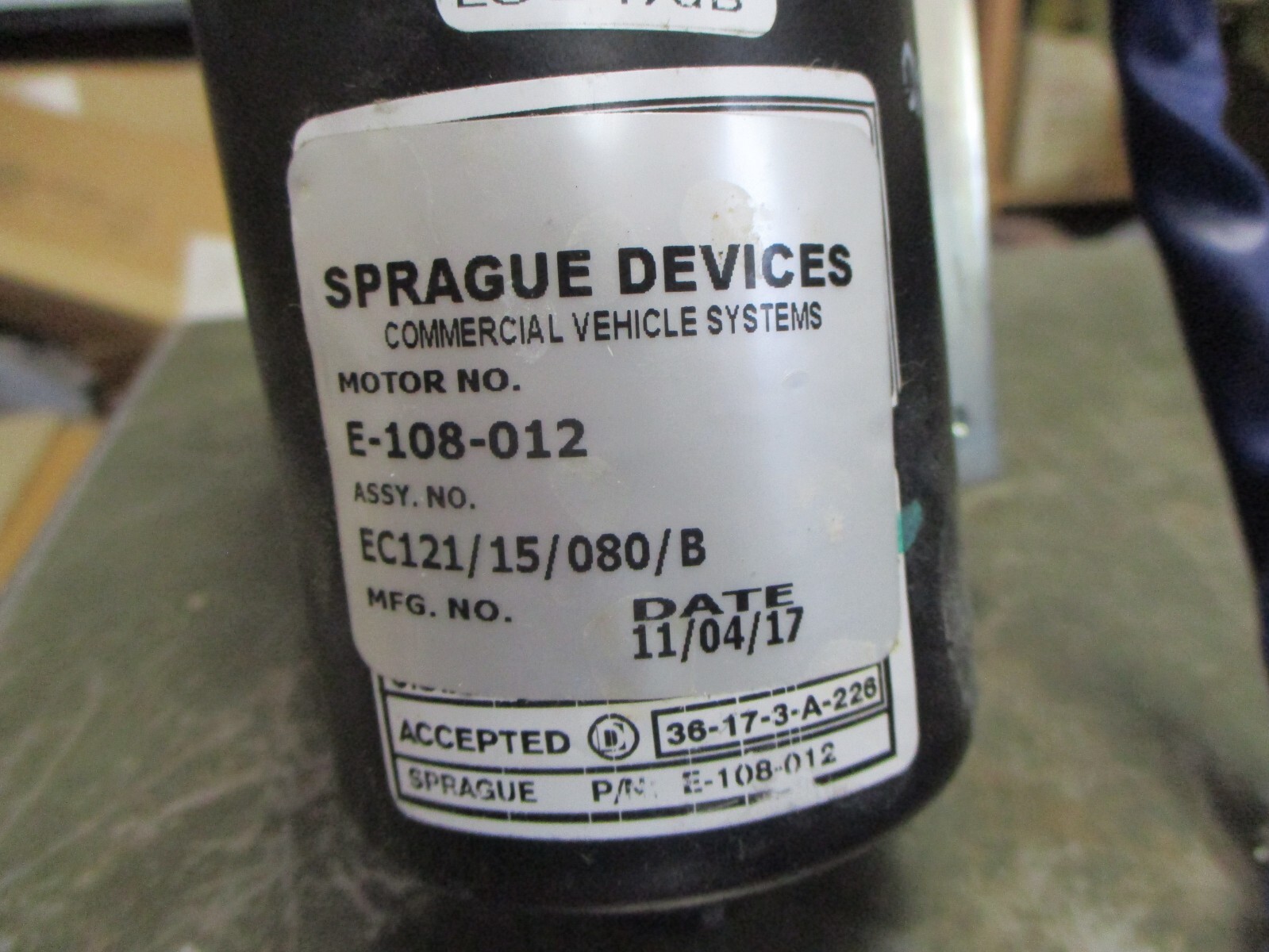 Sprague E 108 012 Windshield Wiper Motor