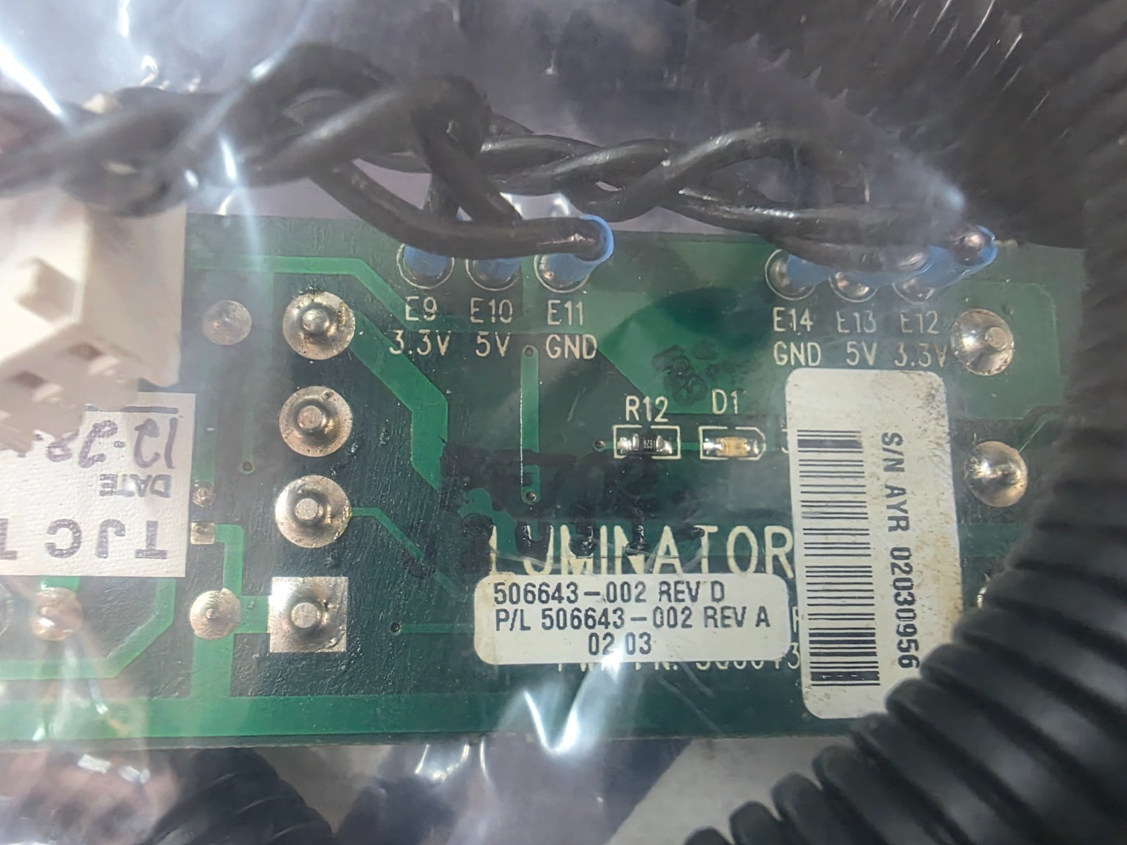 Used 506643-002 Rev. C Luminator Power Supply Board and Harness