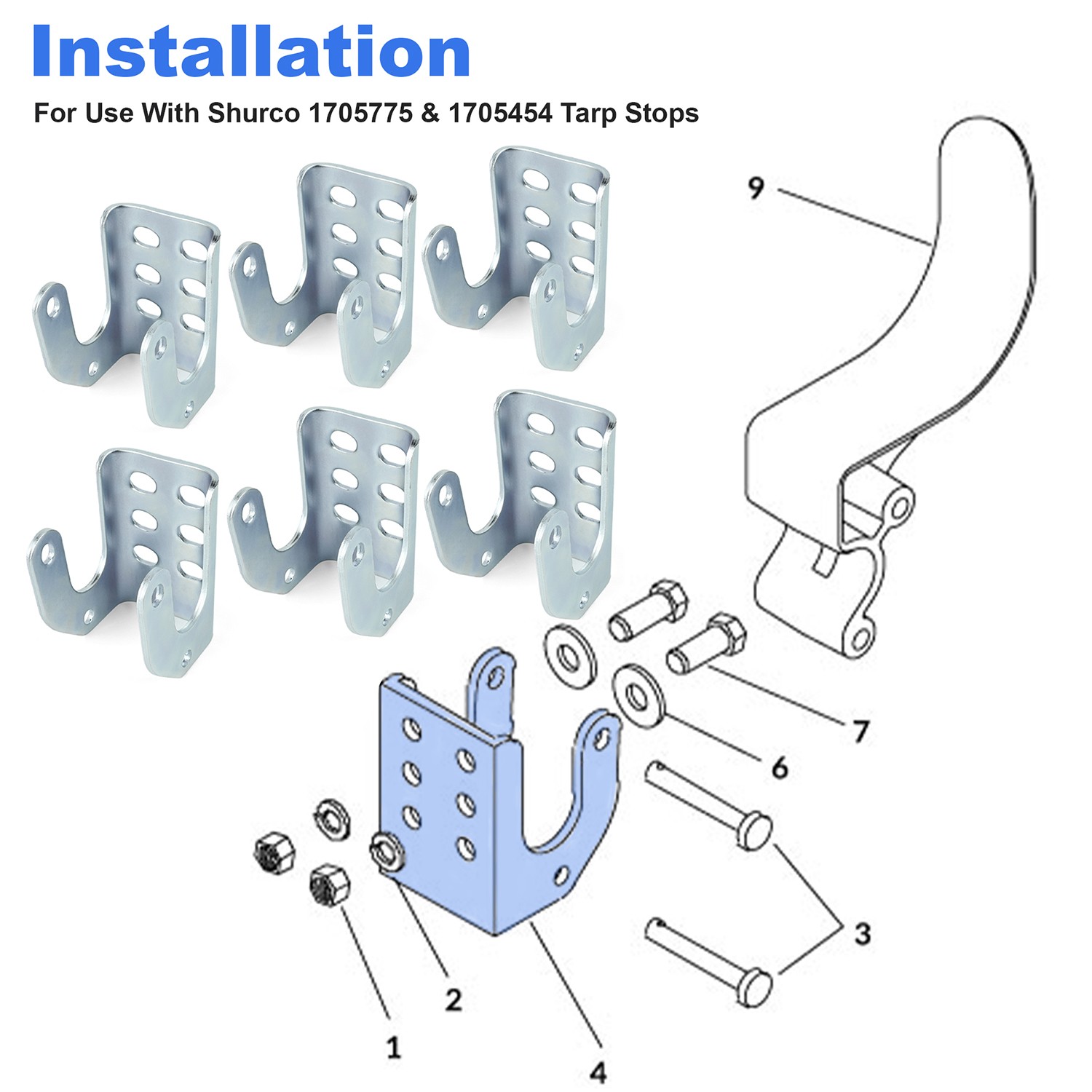 6x Tarp Side Stops with Quick Release – Interchangeable with Shurco 1705454